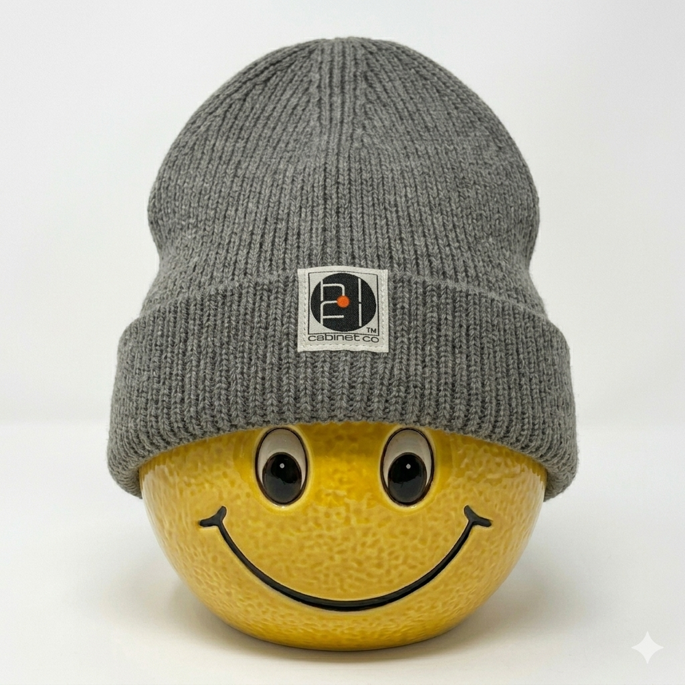 Stay Warm. Stay Spinning. Be Happy – Grey Beanie