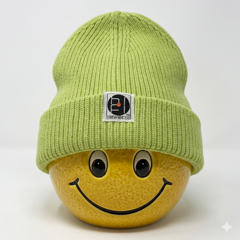 Stay Warm. Stay Spinning. Be Happy – Green Beanie