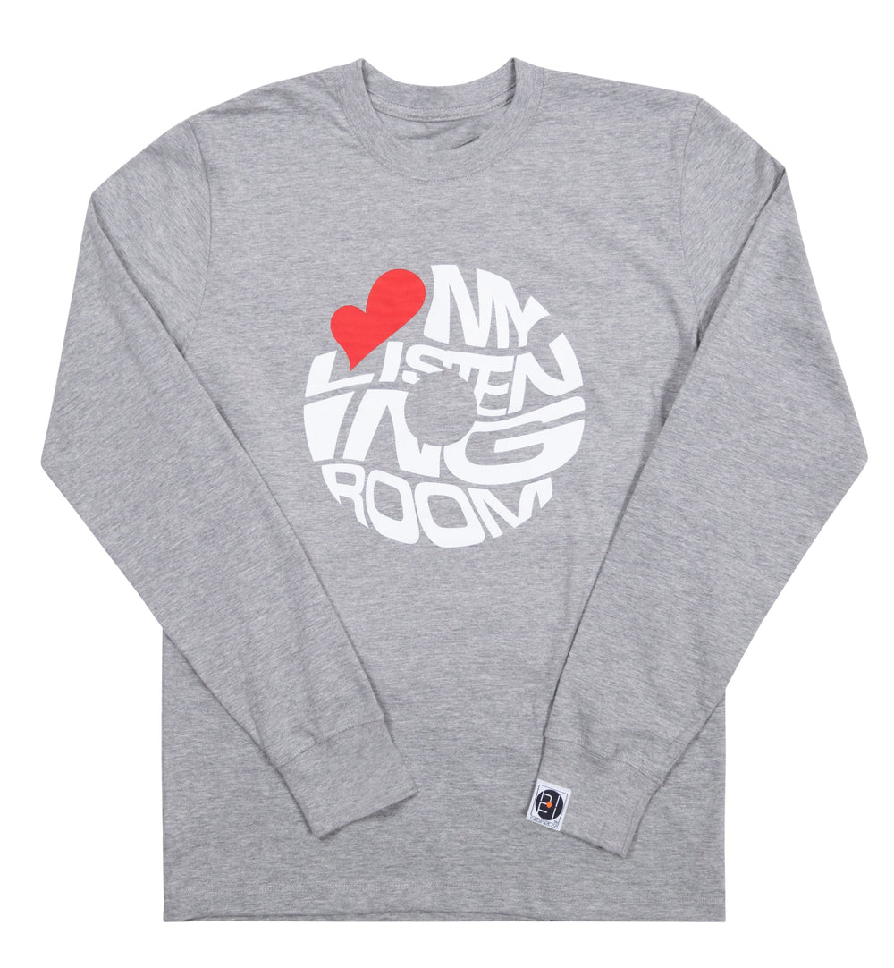 long sleeve love my listening room white logo on the front