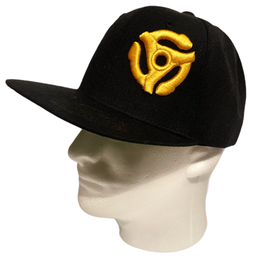 Black snapback hat with spin logo